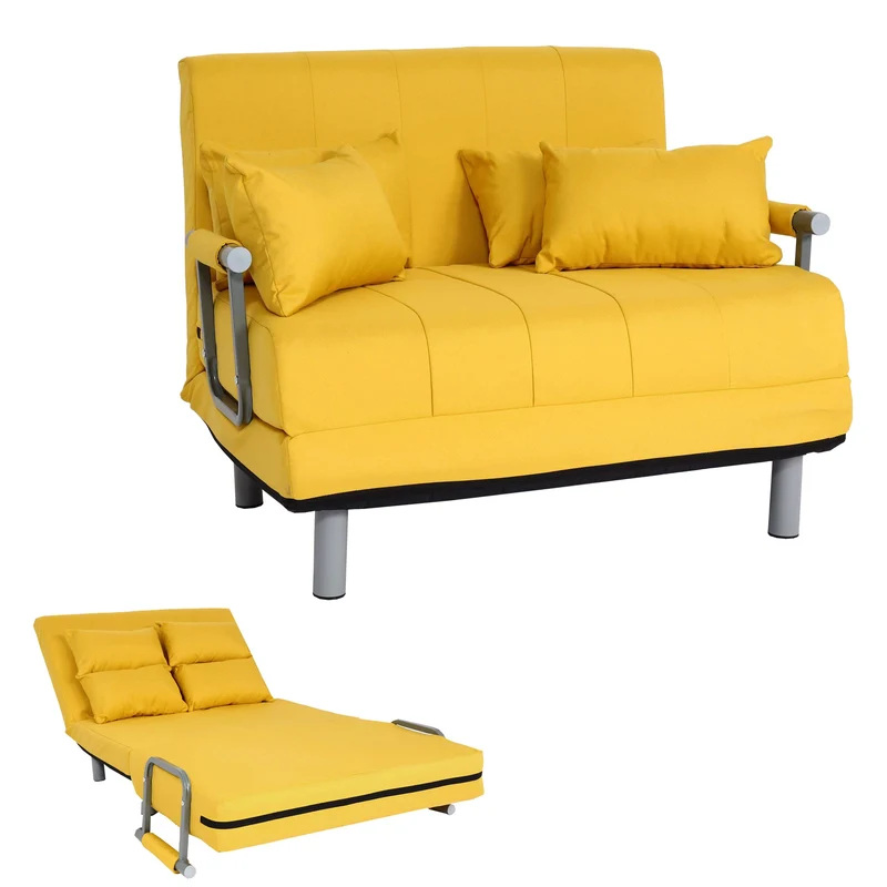 Fauteuil de couchage canapé-lit lit d'appoint relaxation surface de couchage 97x186 cm tissu jaune 04_0006261