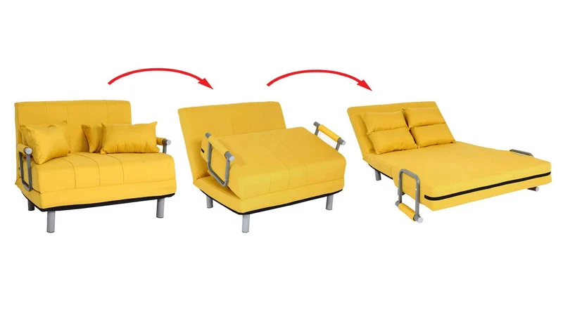 Fauteuil de couchage canapé-lit lit d'appoint relaxation surface de couchage 97x186 cm tissu jaune 04_0006261