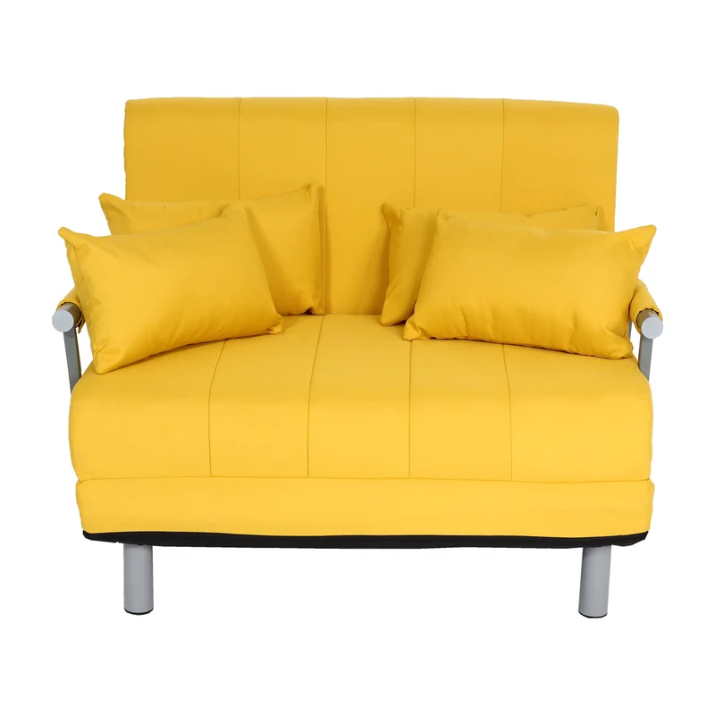 Fauteuil de couchage canapé-lit lit d'appoint relaxation surface de couchage 97x186 cm tissu jaune 04_0006261