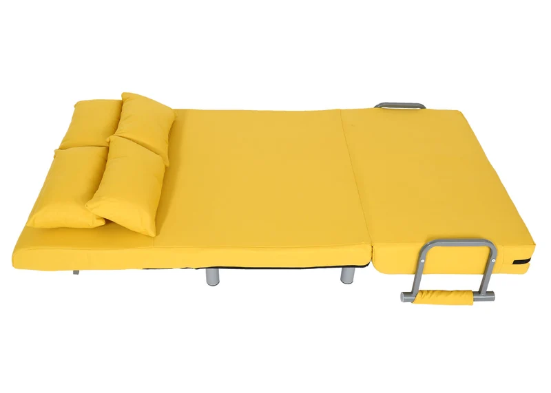 Fauteuil de couchage canapé-lit lit d'appoint relaxation surface de couchage 97x186 cm tissu jaune 04_0006261