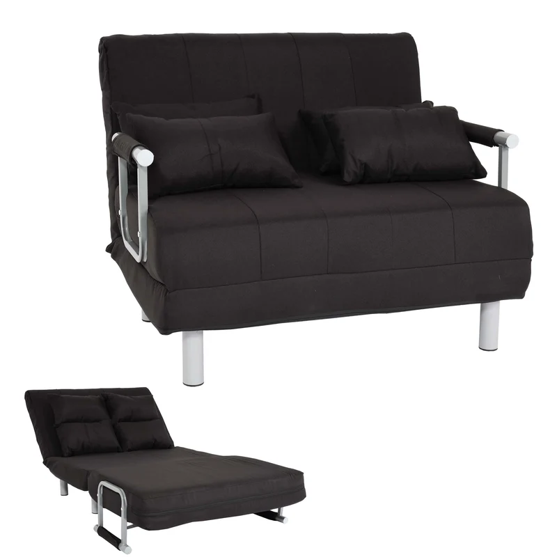 Fauteuil de couchage canapé-lit lit d'appoint relaxation surface de couchage 97x186 cm tissu noir 04_0006262