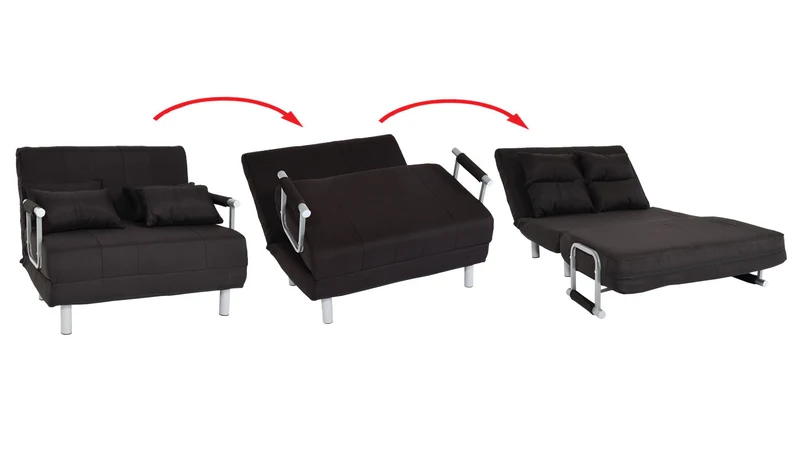 Fauteuil de couchage canapé-lit lit d'appoint relaxation surface de couchage 97x186 cm tissu noir 04_0006262