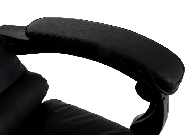 Fauteuil de bureau sur roulettes pivotant avec repose-pieds extensible en PVC noir 04_0006232