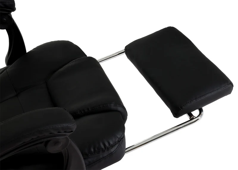 Fauteuil de bureau sur roulettes pivotant avec repose-pieds extensible en PVC noir 04_0006232