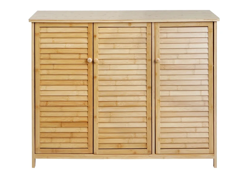Buffet armoire commode 3 portes fermeture magnétique en bambou 81x97x34 cm 04_0005984