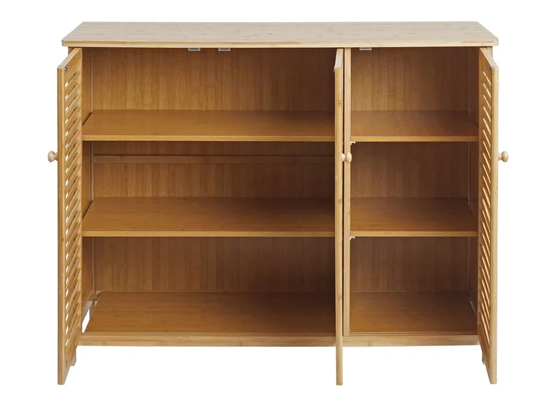 Buffet armoire commode 3 portes fermeture magnétique en bambou 81x97x34 cm 04_0005984