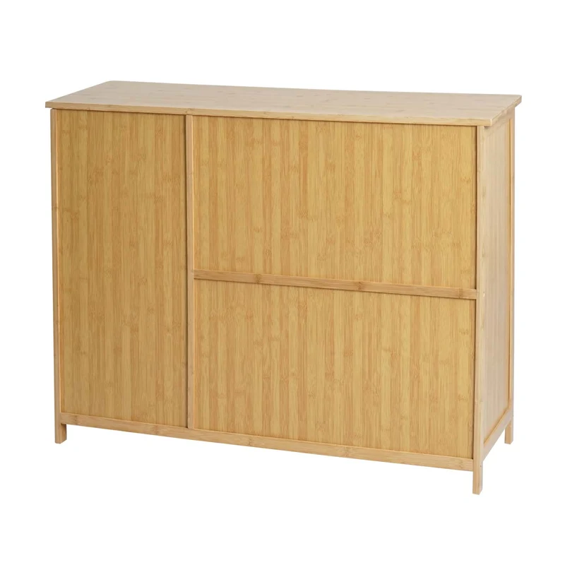 Buffet armoire commode 3 portes fermeture magnétique en bambou 81x97x34 cm 04_0005984