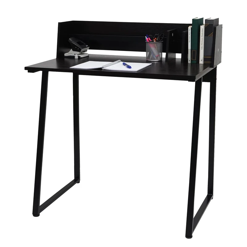 Bureau table d'ordinateur 82x51 cm Support pour livres et documents inclus structure en métal et MDF noir 04_0006059