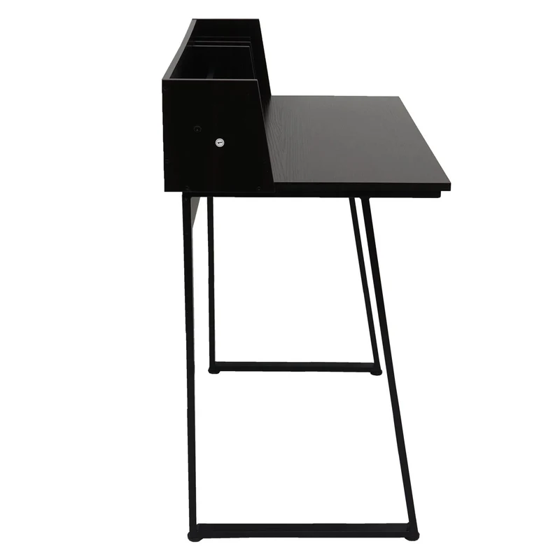 Bureau table d'ordinateur 82x51 cm Support pour livres et documents inclus structure en métal et MDF noir 04_0006059