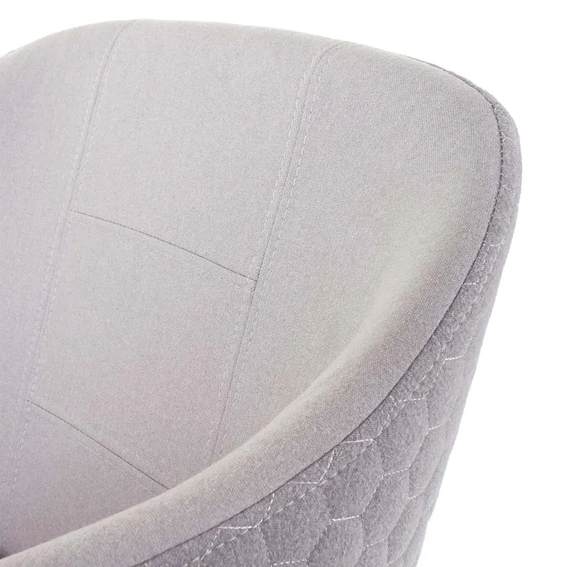 Lot de 6 chaises de salle à manger design rétro accoudoirs avec coutures décoratives tissu/textile gris clair 04_0000807