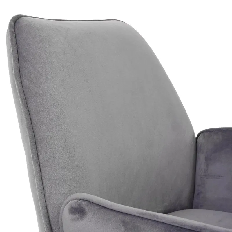 Lot de 6 chaises de salle à manger rotative avec accoudoirs en velours gris foncé cadre trépied noir 04_0000863