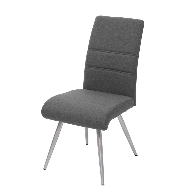 Lot de 6 chaises de salle à manger cuisine en tissu/textile coutures décoratives gris-marron et cadre en acier 04_0000856