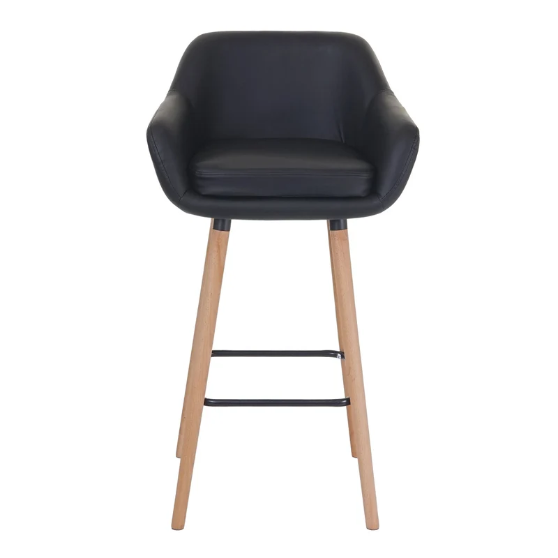 Lot de 2 tabourets de bar chaises de comptoir avec repose-pieds en PVC noir 04_0000171