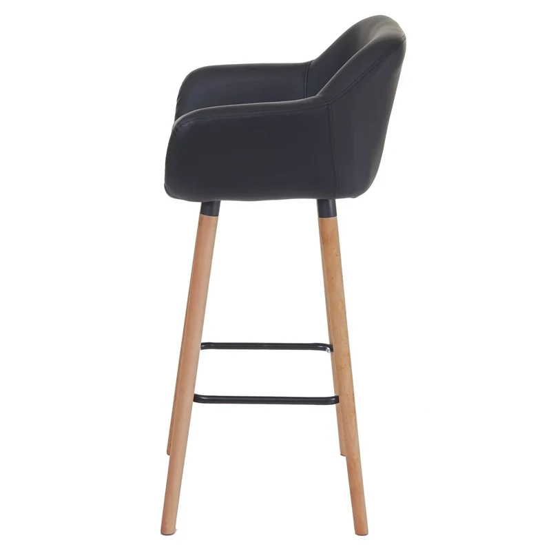 Lot de 2 tabourets de bar chaises de comptoir avec repose-pieds en PVC noir 04_0000171