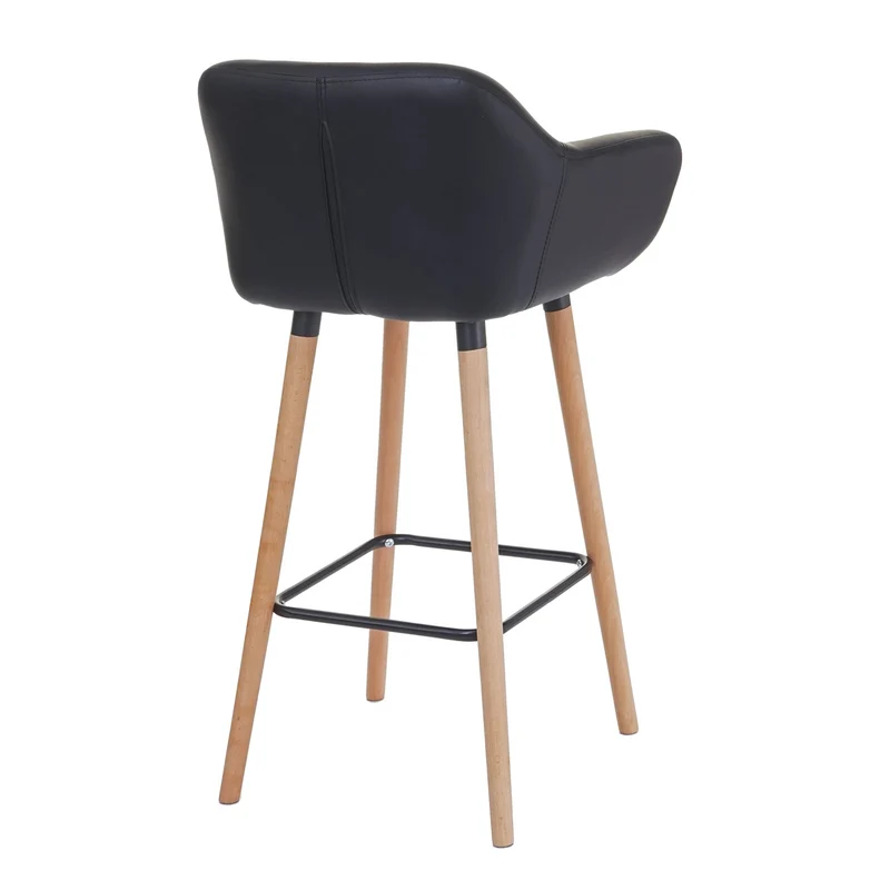 Lot de 2 tabourets de bar chaises de comptoir avec repose-pieds en PVC noir 04_0000171