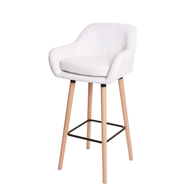 Lot de 2 tabourets de bar chaises de comptoir avec repose-pieds en PVC blanc 04_0000170