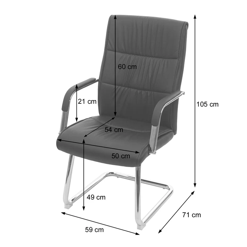 Fauteuil de bureau sans roulettes conférence chaise visiteur cantilever en PVC marron 04_0001924