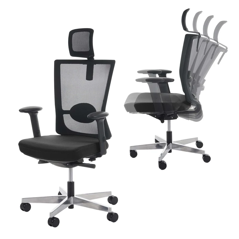 Fauteuil de bureau ergonomique pivotant inclinable avec appui-tête rembourrage/maille noir 04_0001890