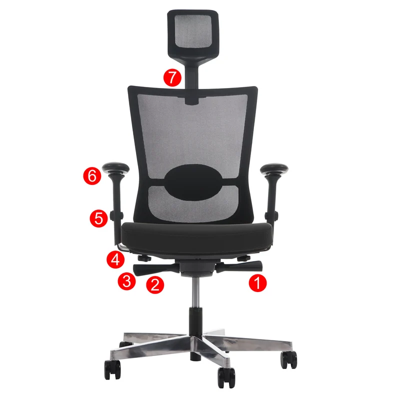 Fauteuil de bureau ergonomique pivotant inclinable avec appui-tête rembourrage/maille noir 04_0001890