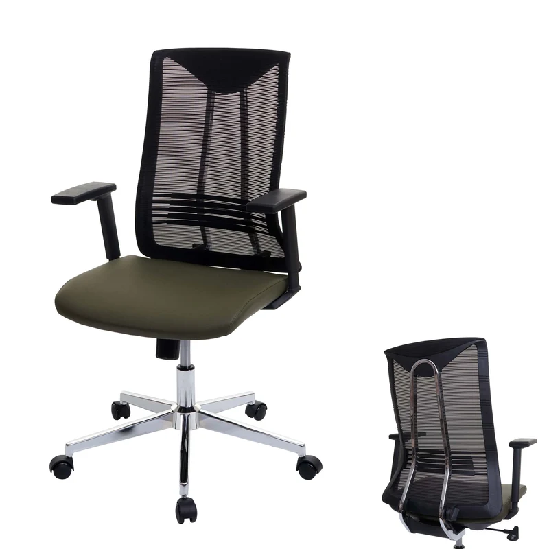 Chaise de bureau ergonomique pivotante avec accoudoirs en tissu mesh vert olive 04_0001886
