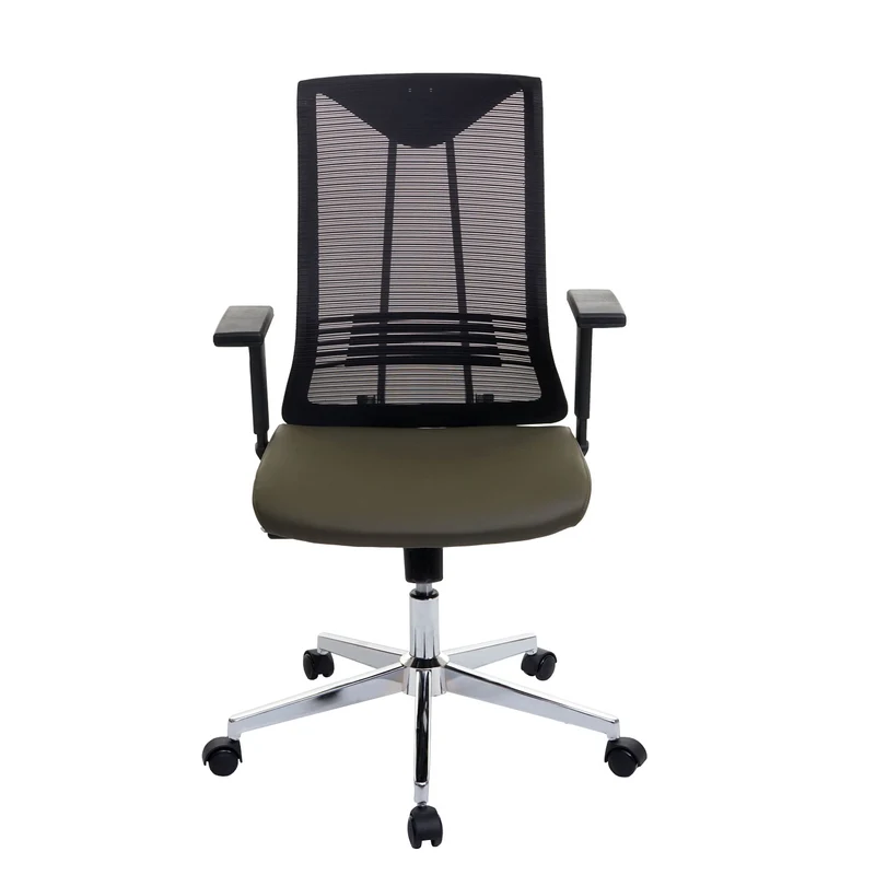 Chaise de bureau ergonomique pivotante avec accoudoirs en tissu mesh vert olive 04_0001886