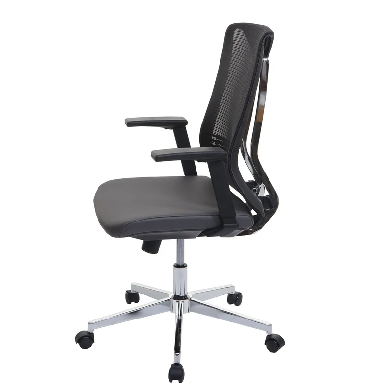 Chaise de bureau ergonomique pivotante avec accoudoirs en tissu mesh gris 04_0001885