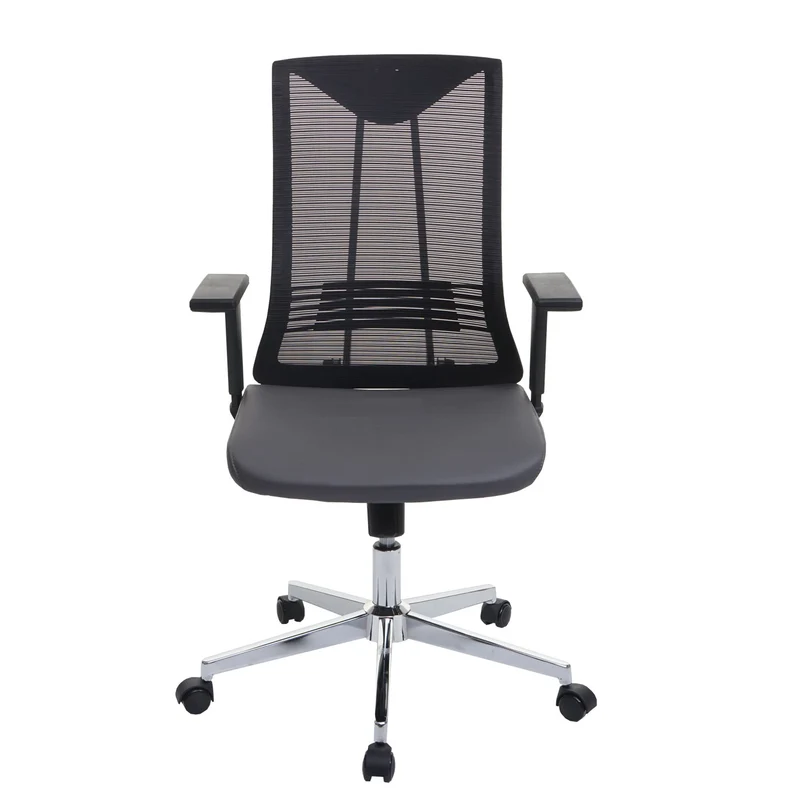 Chaise de bureau ergonomique pivotante avec accoudoirs en tissu mesh gris 04_0001885