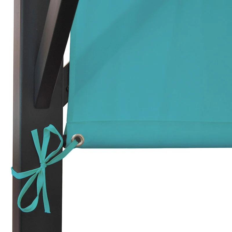 Pergola pavillon de jardin toit terrasse, structure acier stable 6cm + toit coulissant bleu turquoise 3x4m 04_0004081