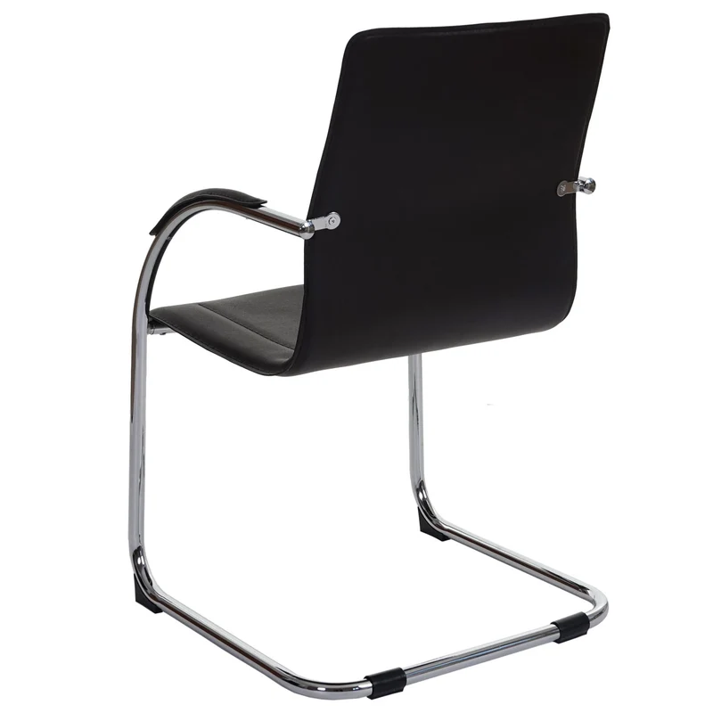 Ensemble de 6 chaises de salle à manger chaise visiteur ou bureau en PVC marron et cadre métal chromé 04_0002126