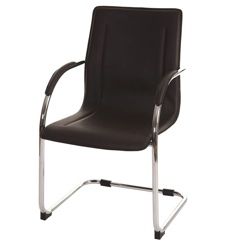 Ensemble de 6 chaises de salle à manger chaise visiteur ou bureau en PVC marron et cadre métal chromé 04_0002126