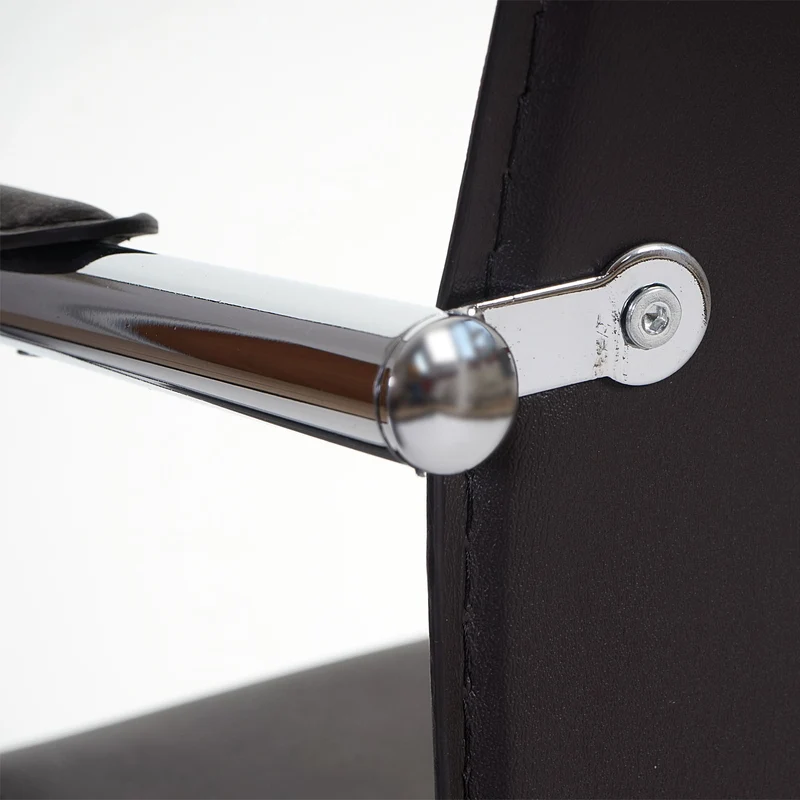 Ensemble de 6 chaises de salle à manger chaise visiteur ou bureau en PVC marron et cadre métal chromé 04_0002126