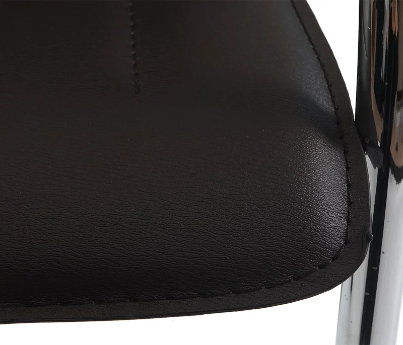 Ensemble de 6 chaises de salle à manger chaise visiteur ou bureau en PVC marron et cadre métal chromé 04_0002126