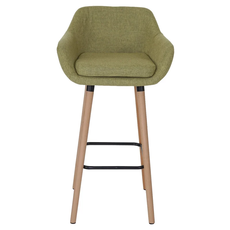 Tabouret de bar chaise de bar comptoir x1 avec repose-pieds en tissu vert clair 04_0005302