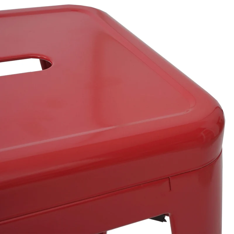 Lot de 4 tabourets de bar comptoir chaise de bar design industriel empilable en métal rouge 04_0005228
