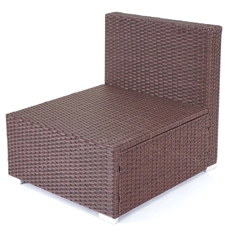 Ensemble salon de jardin canapé-salon table polyrotin marron et coussin crème 04_0004227
