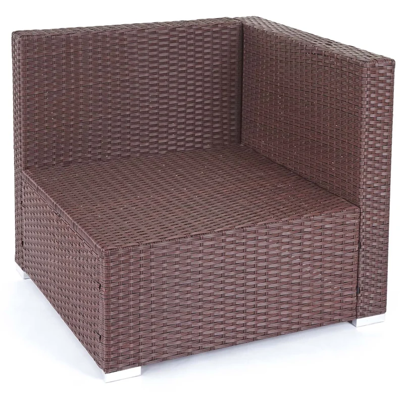 Ensemble salon de jardin canapé-salon table polyrotin marron et coussin crème 04_0004227