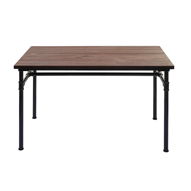 Table de salle à manger bistrot design industriel en métal noir et bois brun 120x70cm 04_0005112