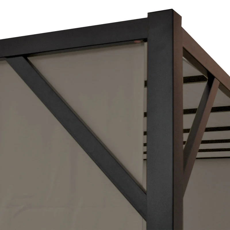 Pergola pavillon de jardin toit terrasse structure acier stable 6cm + toit coulissant taupe 3x3m 04_0004075
