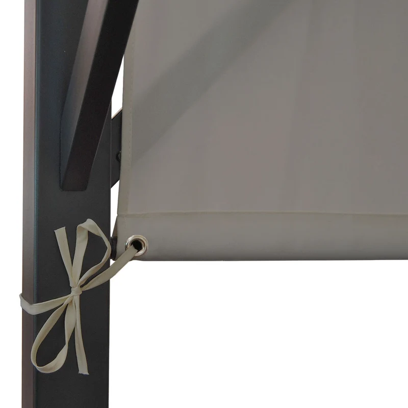 Pergola pavillon de jardin toit terrasse structure acier stable 6cm + toit coulissant taupe 3x3m 04_0004075