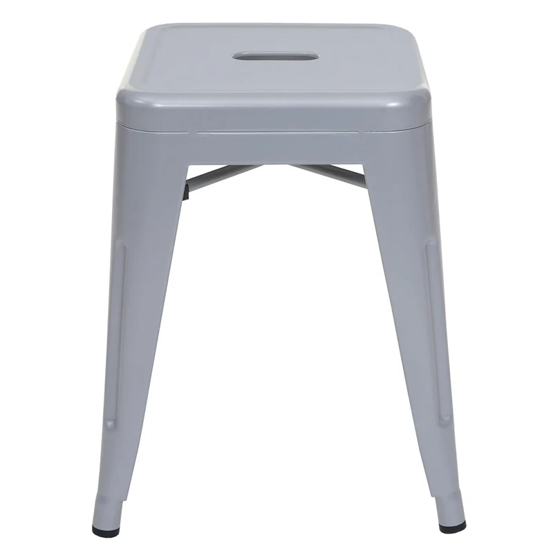 Lot de 2 tabourets bas design industriel en métal empilables en métal gris 04_0000502