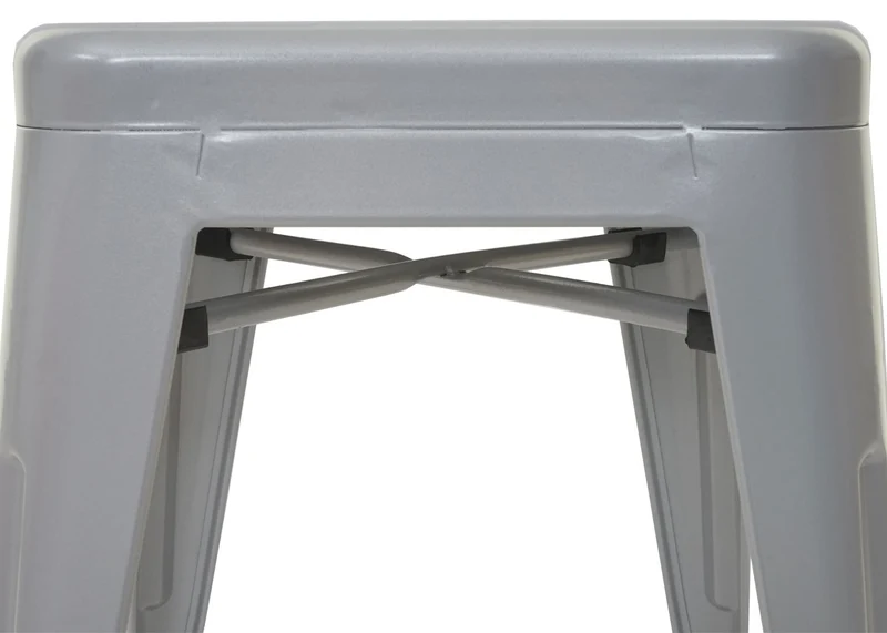 Lot de 2 tabourets bas design industriel en métal empilables en métal gris 04_0000502