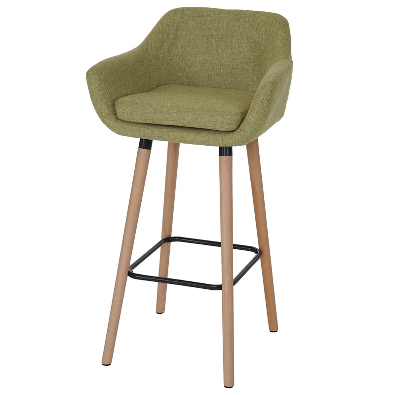 Lot de 2 tabourets de bar chaise de bar comptoir avec repose-pieds en tissu vert clair 04_0000169