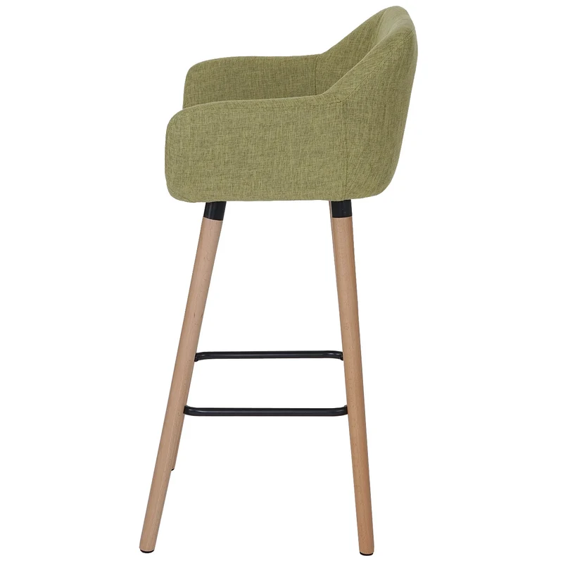 Lot de 2 tabourets de bar chaise de bar comptoir avec repose-pieds en tissu vert clair 04_0000169