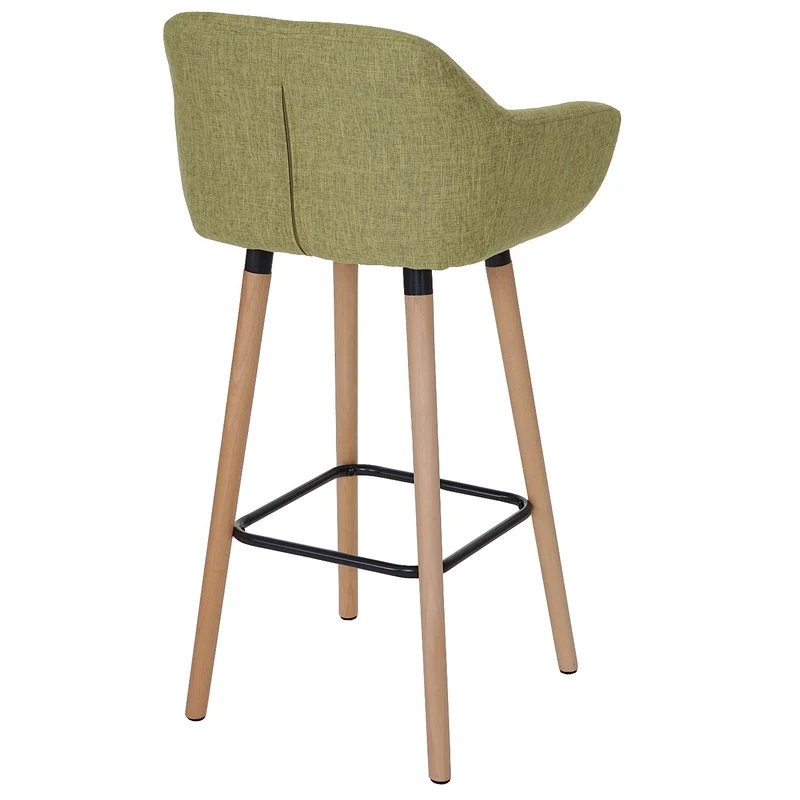 Lot de 2 tabourets de bar chaise de bar comptoir avec repose-pieds en tissu vert clair 04_0000169