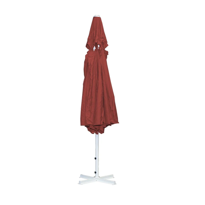 Parasol pour restauration Ø 5m mât polyester/aluminium blanc 28kg rouge sans pied 04_0003858