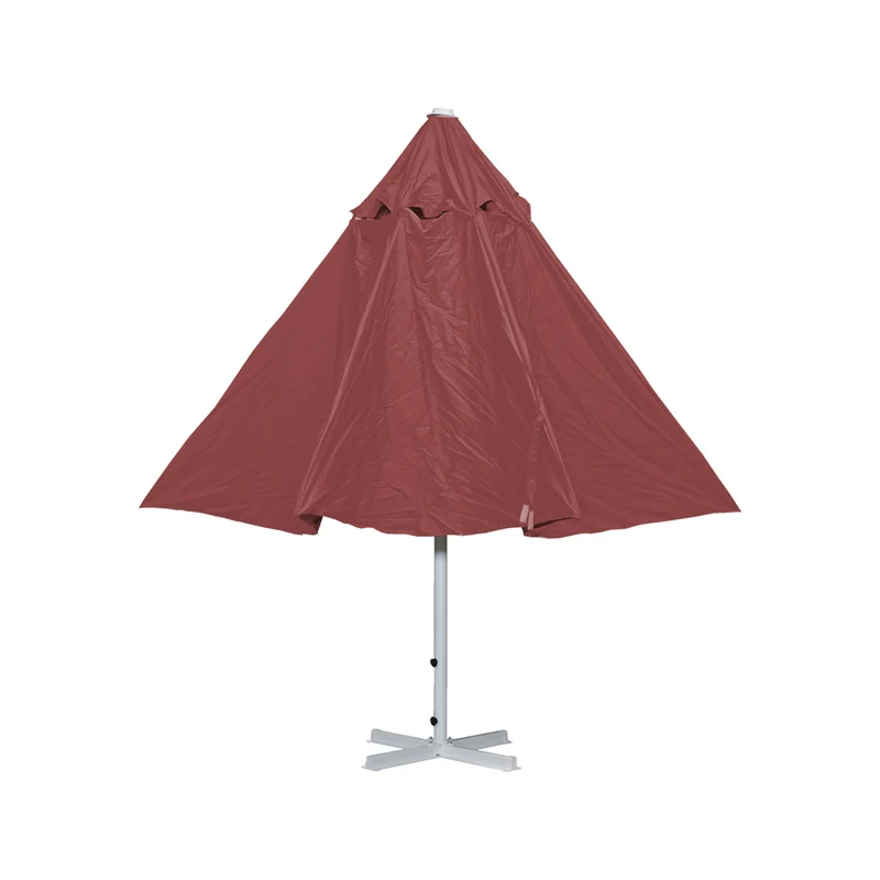 Parasol pour restauration Ø 5m mât polyester/aluminium blanc 28kg rouge sans pied 04_0003858