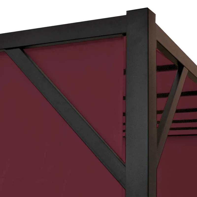 Pergola pavillon de jardin avec toit coulissant structure acier stable 6cm rouge bordeaux 3x3m 04_0004077