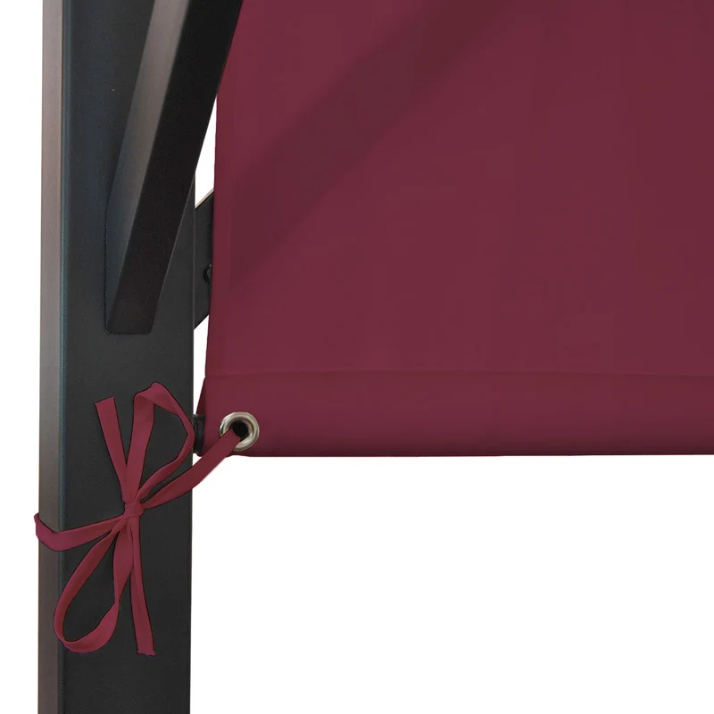 Pergola pavillon de jardin avec toit coulissant structure acier stable 6cm rouge bordeaux 3x3m 04_0004077