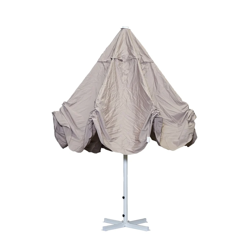 Parasol pour restauration Ø 5m mât polyester/aluminium blanc 28kg crème-beige sans pied 04_0003856