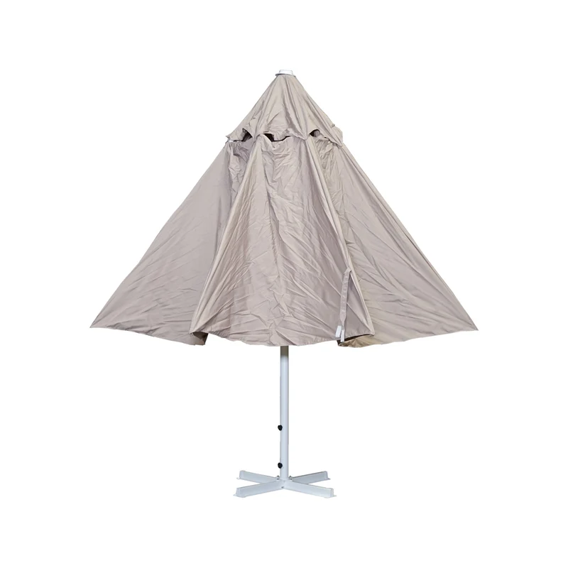Parasol pour restauration Ø 5m mât polyester/aluminium blanc 28kg crème-beige sans pied 04_0003856